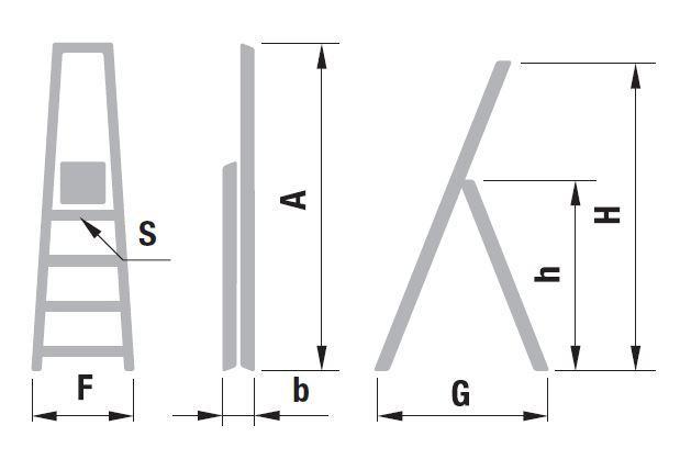 Schůdky jednostranné hliníkové FORTE